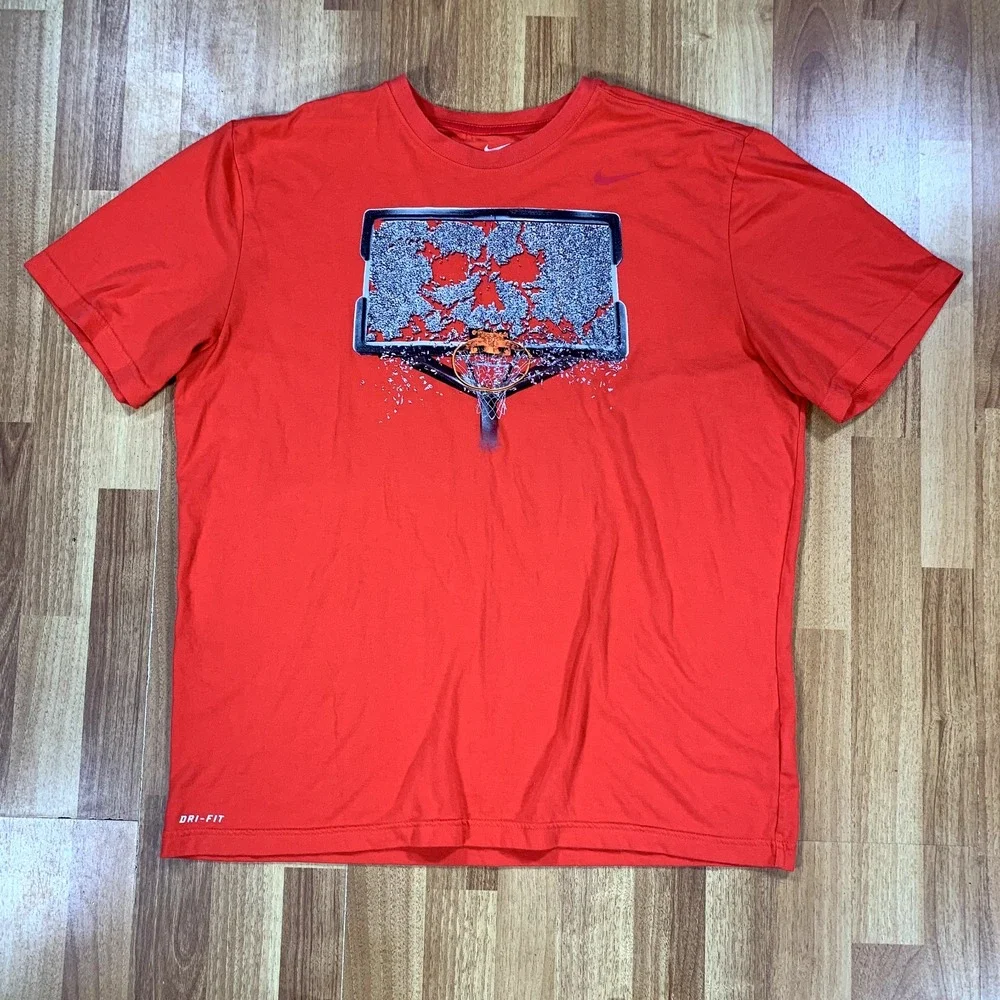 Nike Shirt Mens Extra Large XL Red Broken Basketball Board Athletic Casual